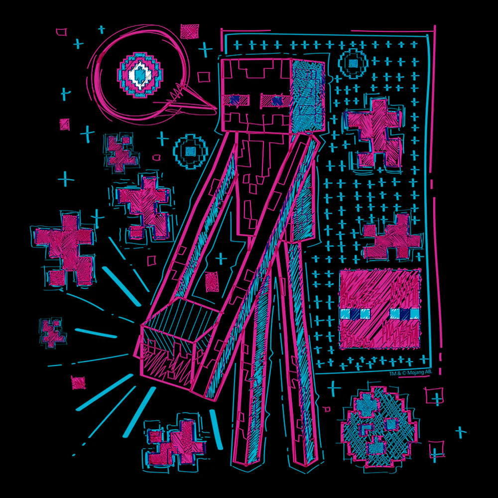 Minecraft Acid Sketch Enderman Adult Short Sleeve T-Shirt - Image 2