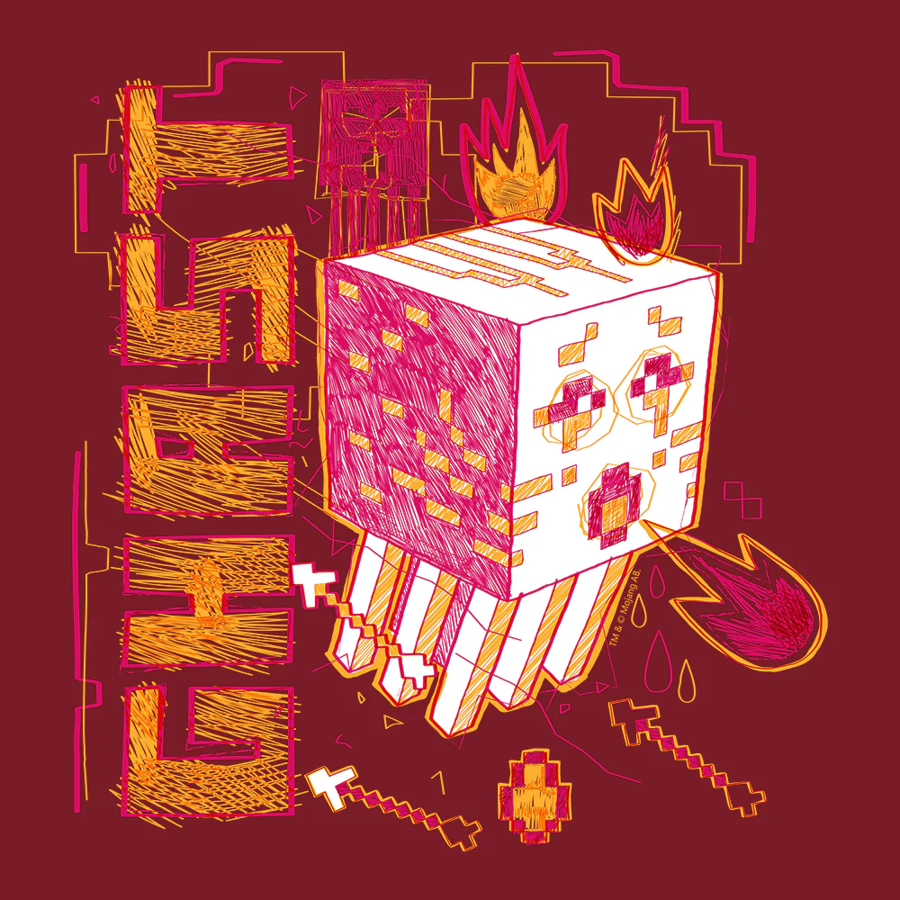 Minecraft Acid Sketch Ghast Adult Short Sleeve T-Shirt - Image 2