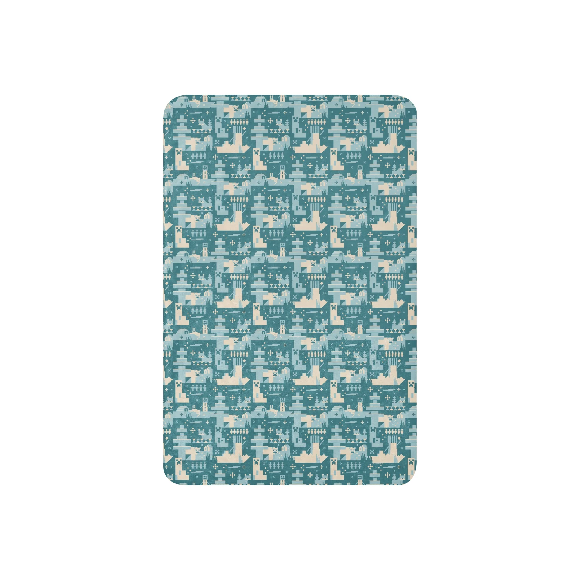 Minecraft Blue Holiday Pattern Sherpa Blanket