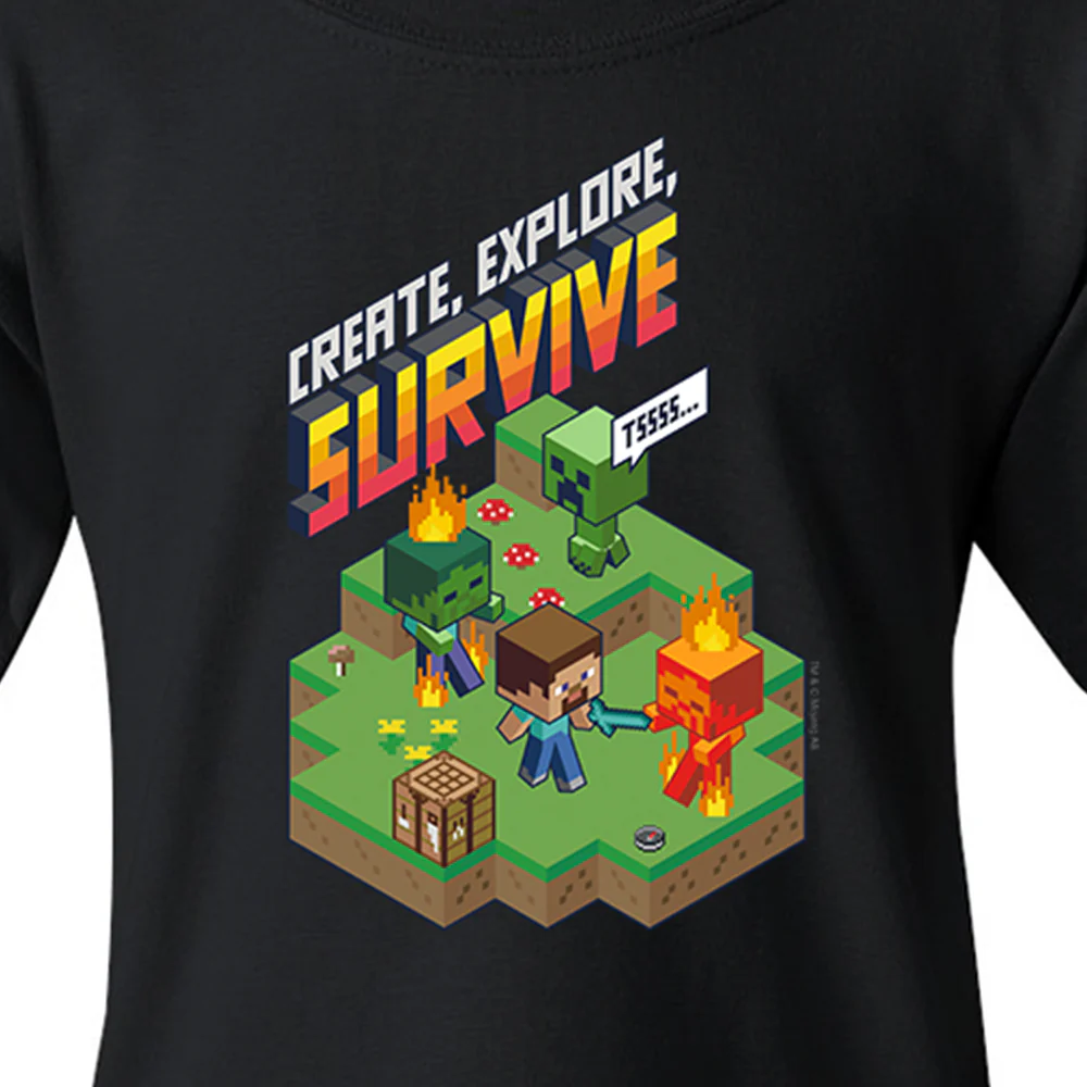 Minecraft Create, Explore, Survive TSSSS Composition Kids Short Sleeve T-Shirt - Image 2