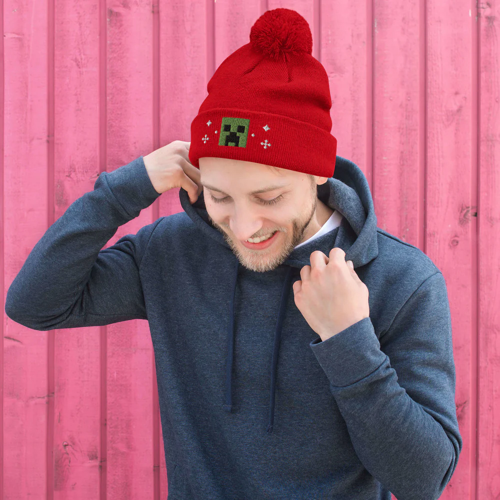 Minecraft Creeper Holiday Pom Beanie - Image 3