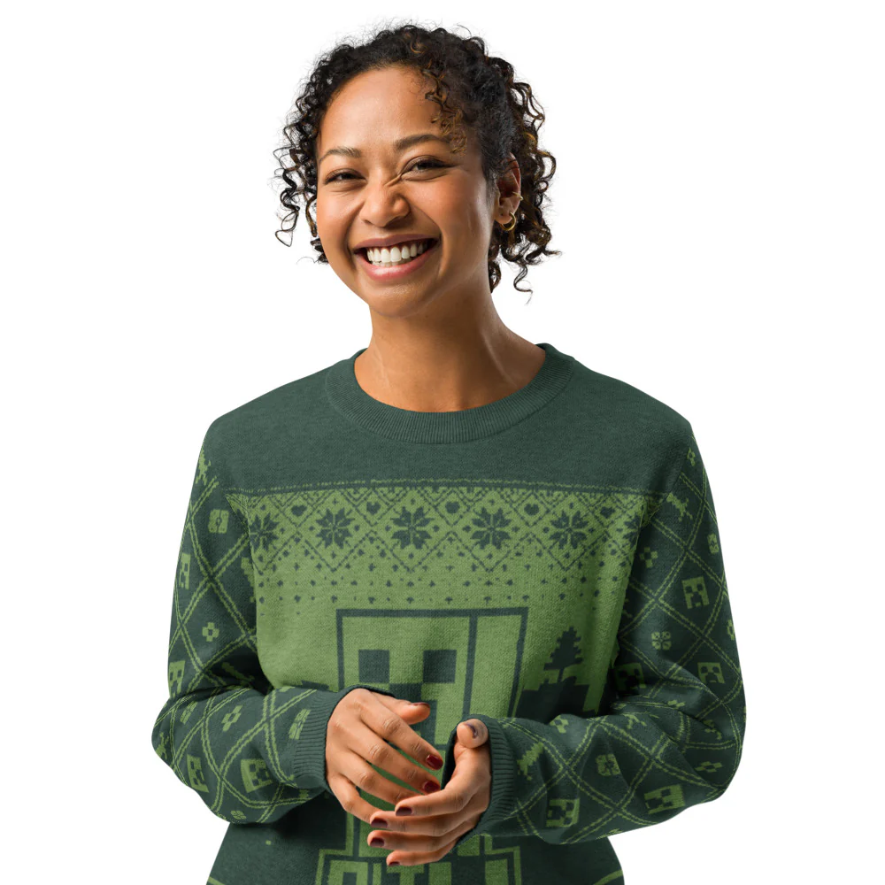 Minecraft Creeper Unisex Knit Sweater - Image 6