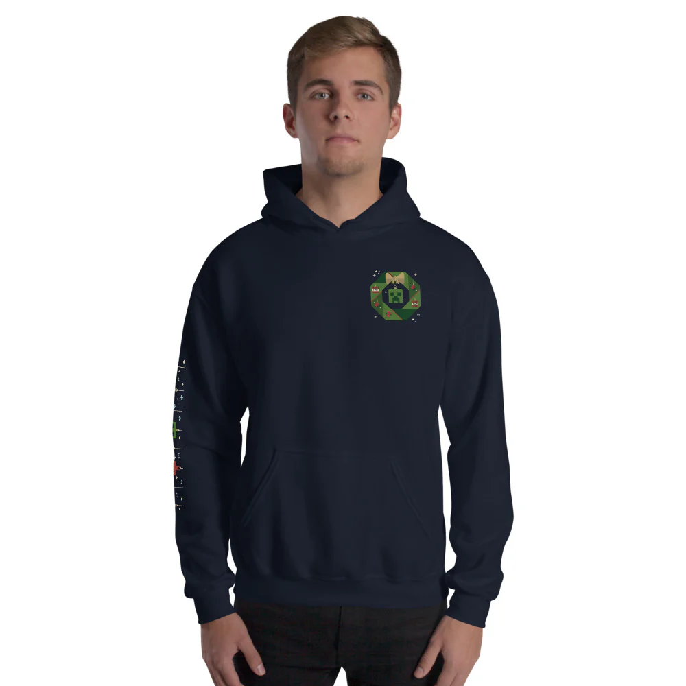 Minecraft Creeper Holiday Wreath Adult Hoodie - Image 2