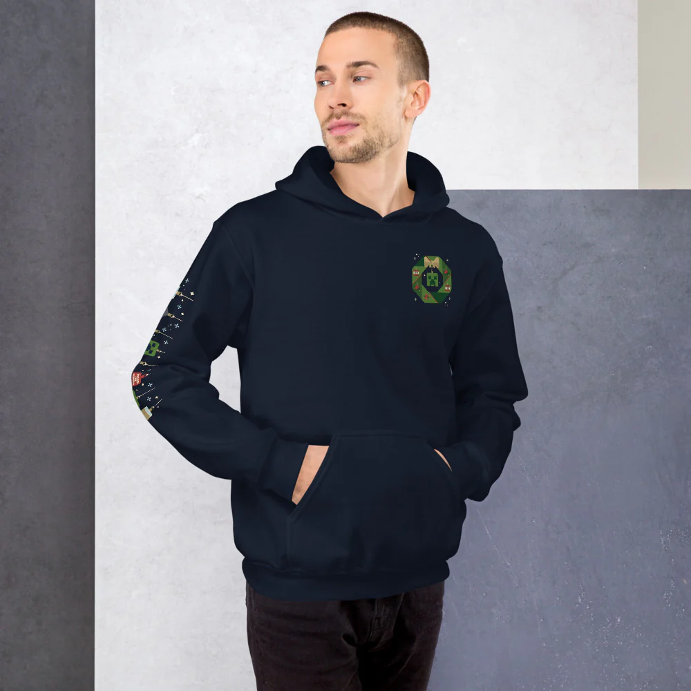 Minecraft Creeper Holiday Wreath Adult Hoodie - Image 4