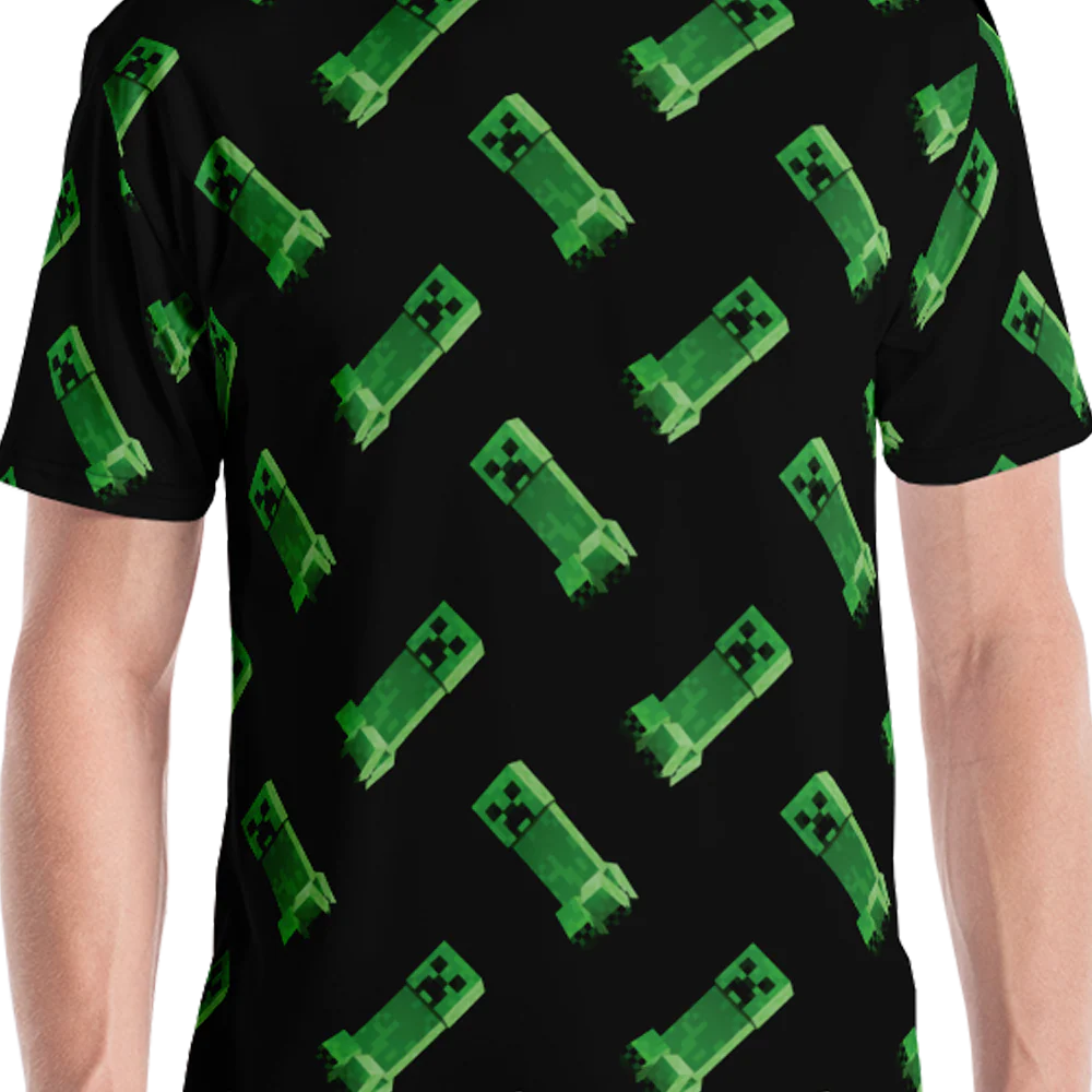 Minecraft Creeper Pattern Unisex Short Sleeve T-Shirt - Image 3