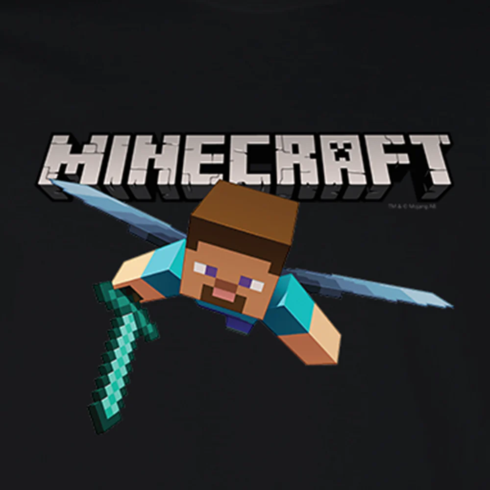 Minecraft Flying Steve Adult Premium Long Sleeve T-Shirt - Image 2