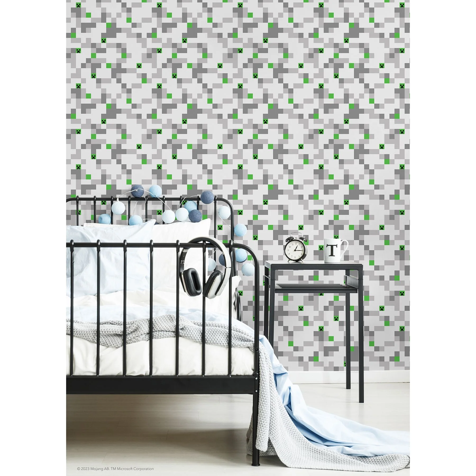 Minecraft Grey Pixel Creeper Peel & Stick Wallpaper - Image 4