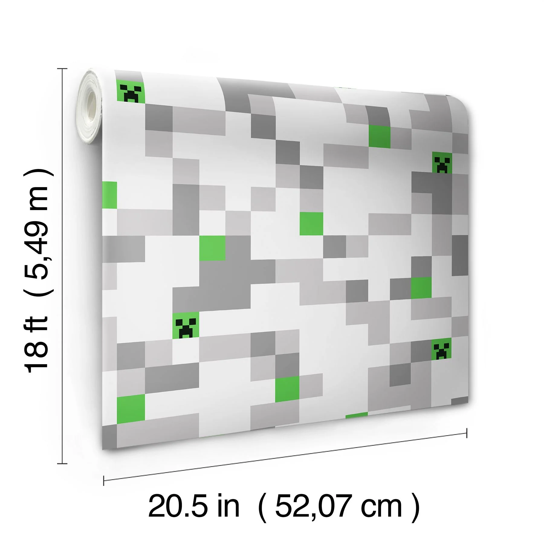 Minecraft Grey Pixel Creeper Peel & Stick Wallpaper - Image 5
