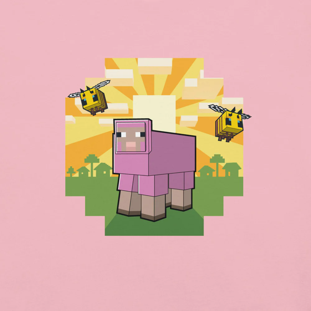 Minecraft Pink Sheep Adult T-Shirt - Image 10
