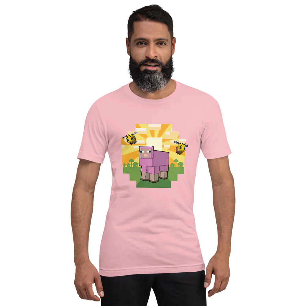Minecraft Pink Sheep Adult T-Shirt - Image 13