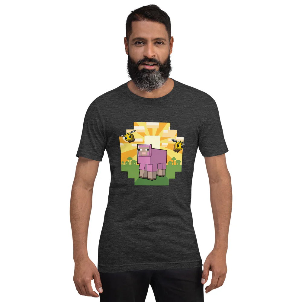 Minecraft Pink Sheep Adult T-Shirt - Image 5