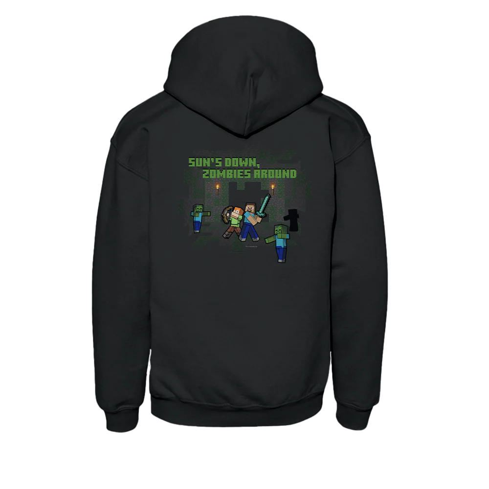 Minecraft Sun's Down, Zombies Around Kids Hoodie - Image 3