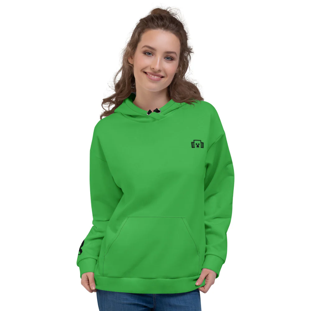 Minecraft Tuned In Green Creeper Adult Hoodie - Image 2