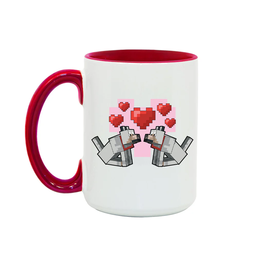 Minecraft Tame Wolf Heart Personalized Two Tone Mug - Image 4