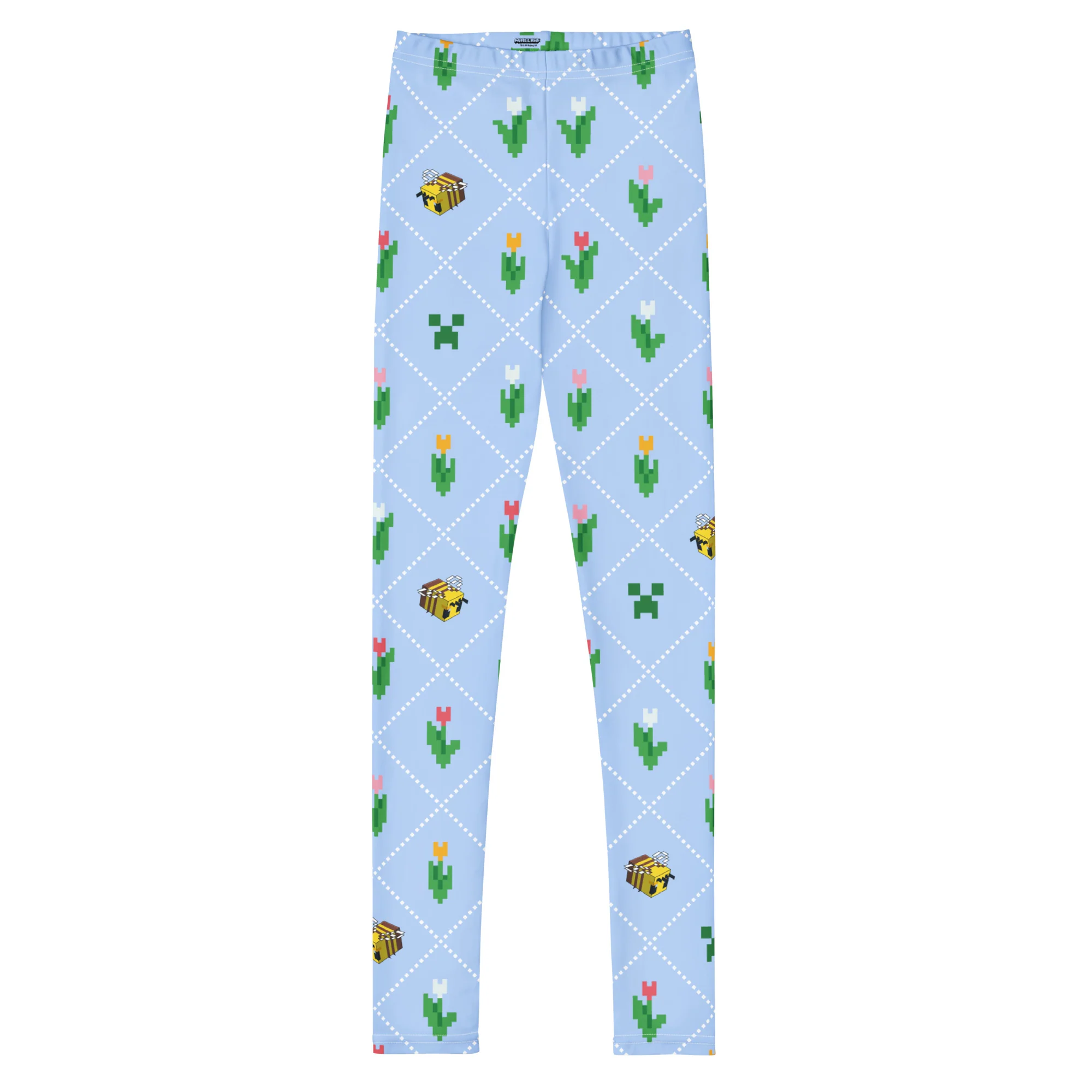 Minecraft Youth Leggings Pixel Flower Pattern