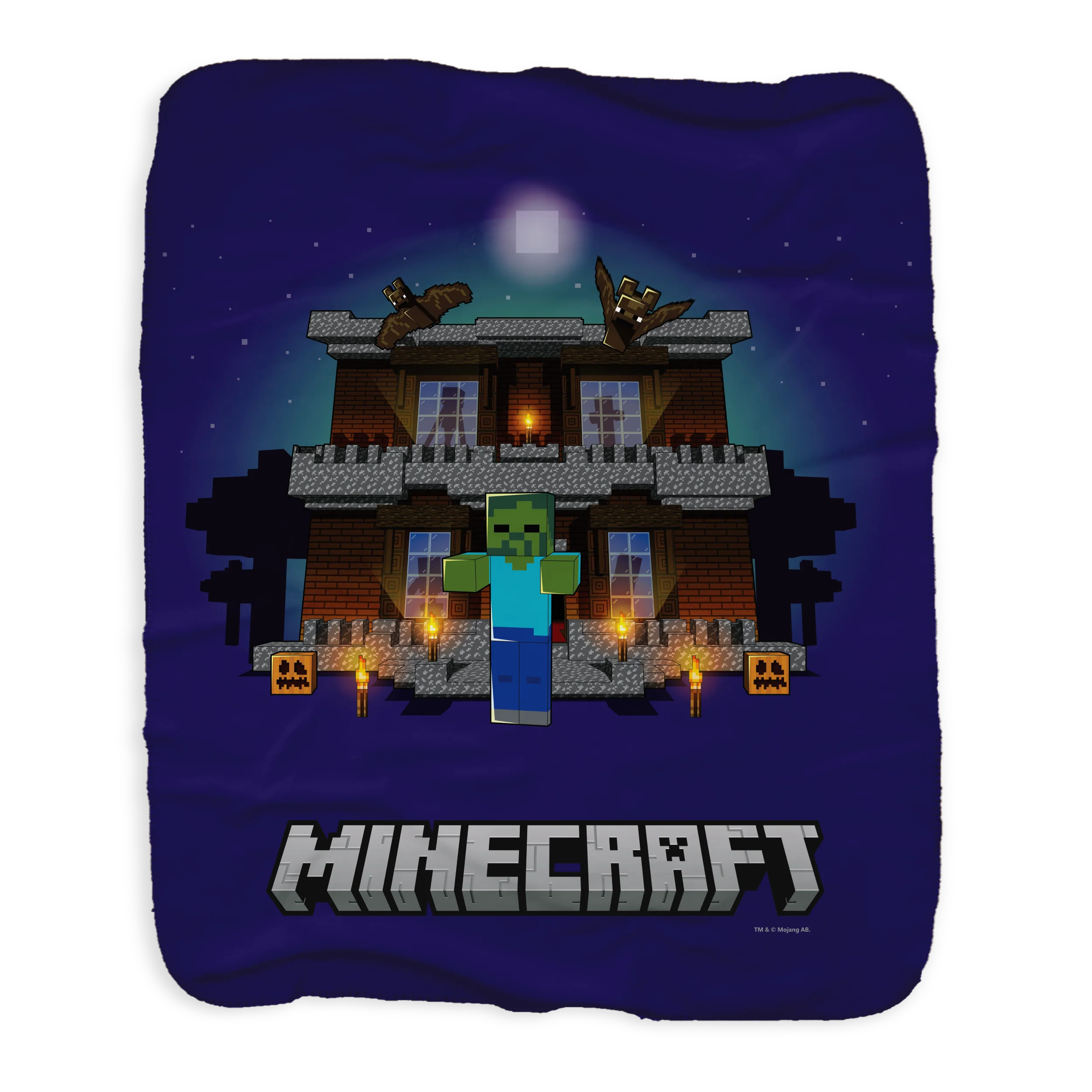 Minecraft Zombie Creepy Mansion Sherpa Blanket - Image 3